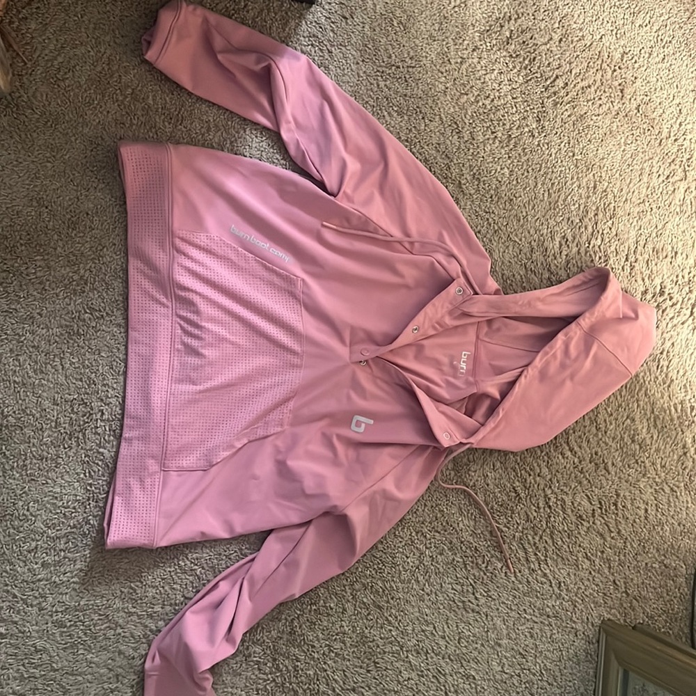 Burn Boot Camp pink pullover hoodie.